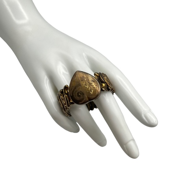 Antique Victorian Co-Star Gold Fill Sterling Sweetheart Love Expansion Bracelet - Picture 7 of 8